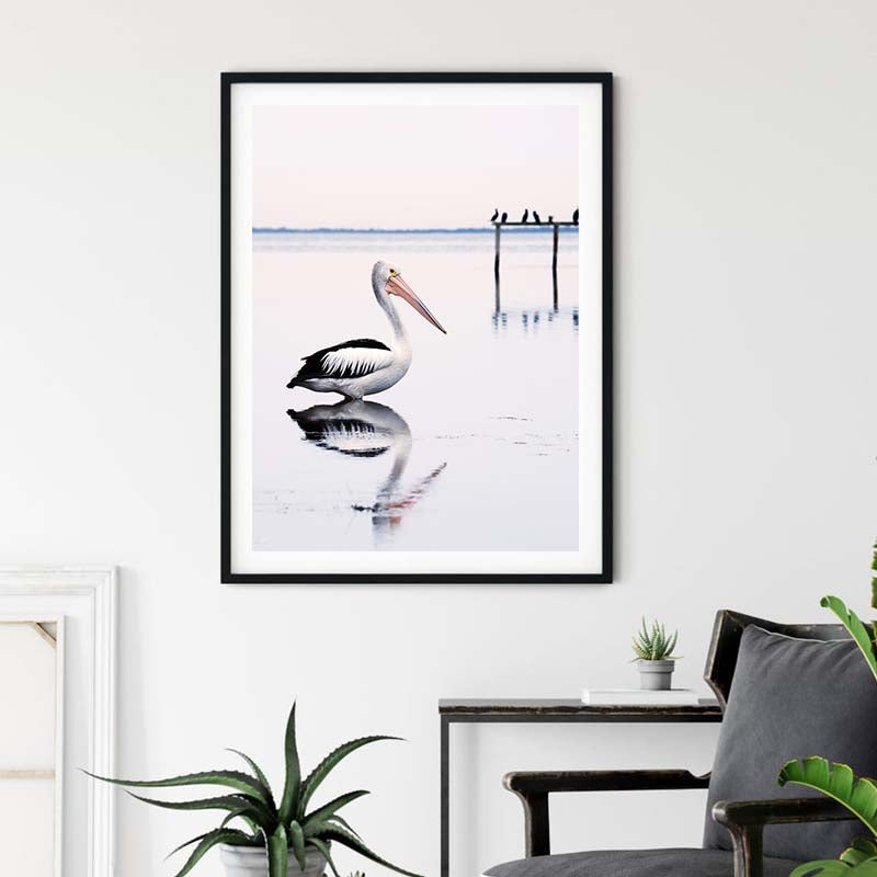 Wall Art 60cmx90cm Pelican Black Frame Canvas-2