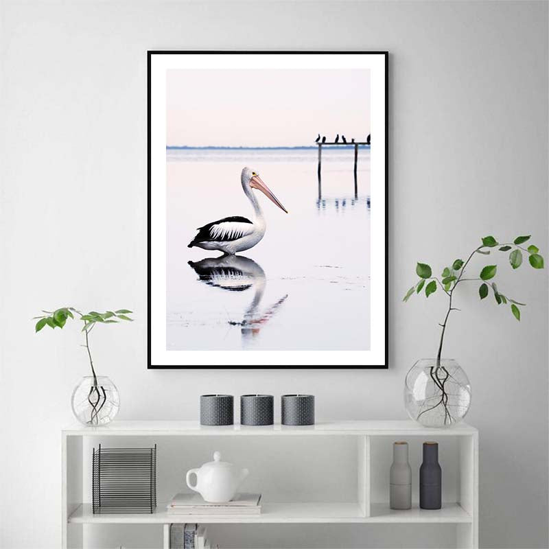 Wall Art 60cmx90cm Pelican Black Frame Canvas-3