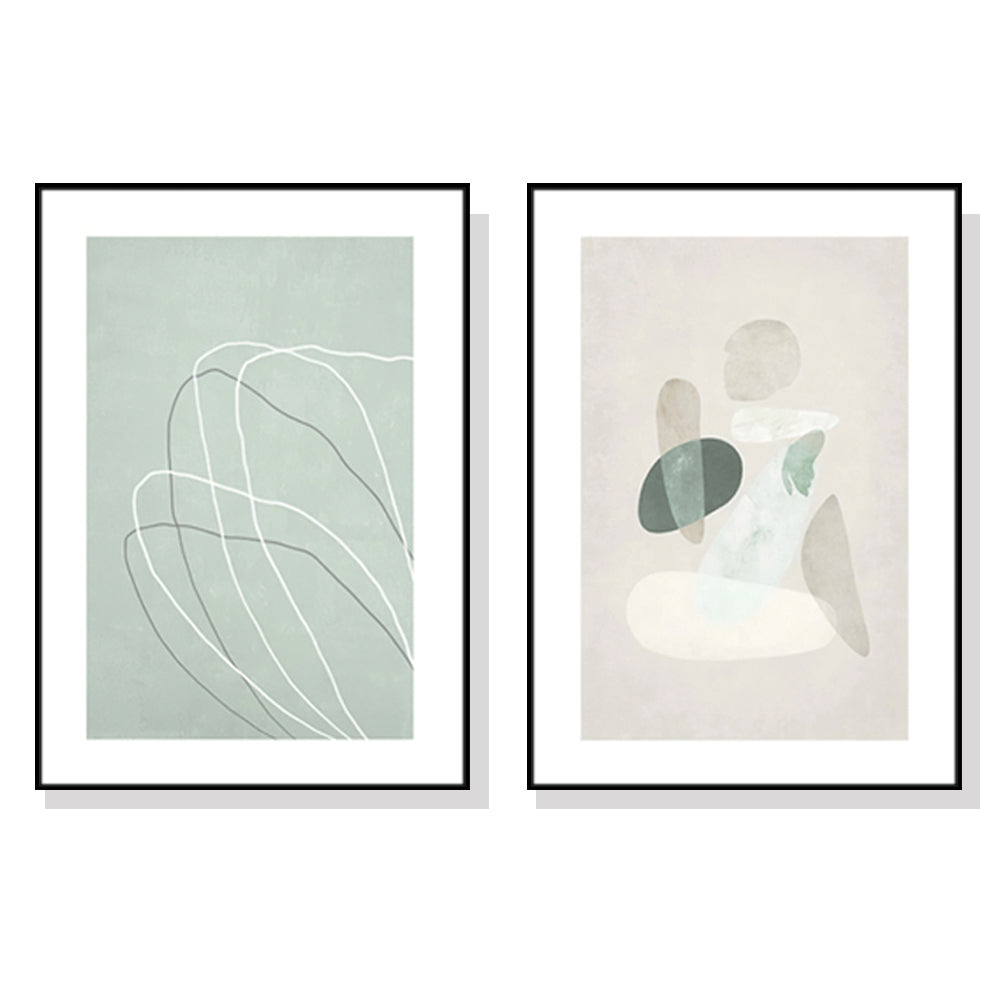 Wall Art 90cmx135cm Abstract body and lines 2 Sets Black Frame Canvas-0