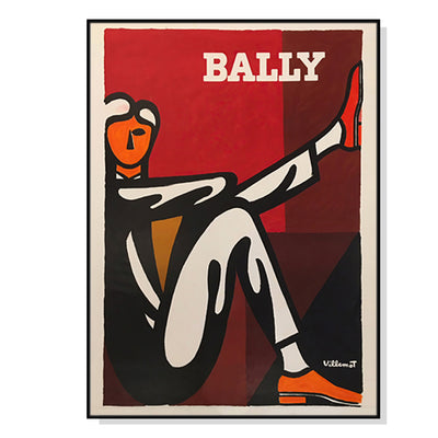 Wall Art 70cmx100cm Bally Man by Villemot Black Frame Canvas-0