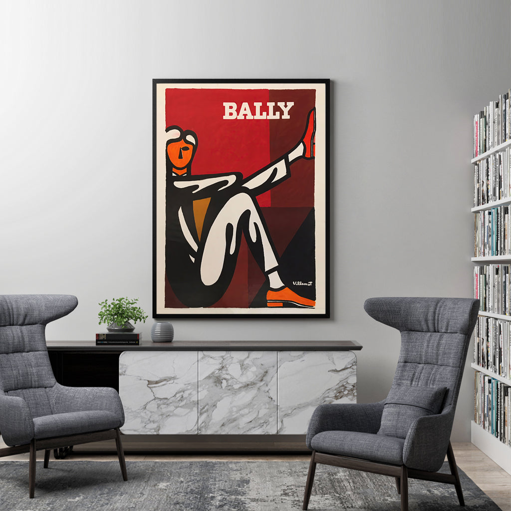 Wall Art 70cmx100cm Bally Man by Villemot Black Frame Canvas-1