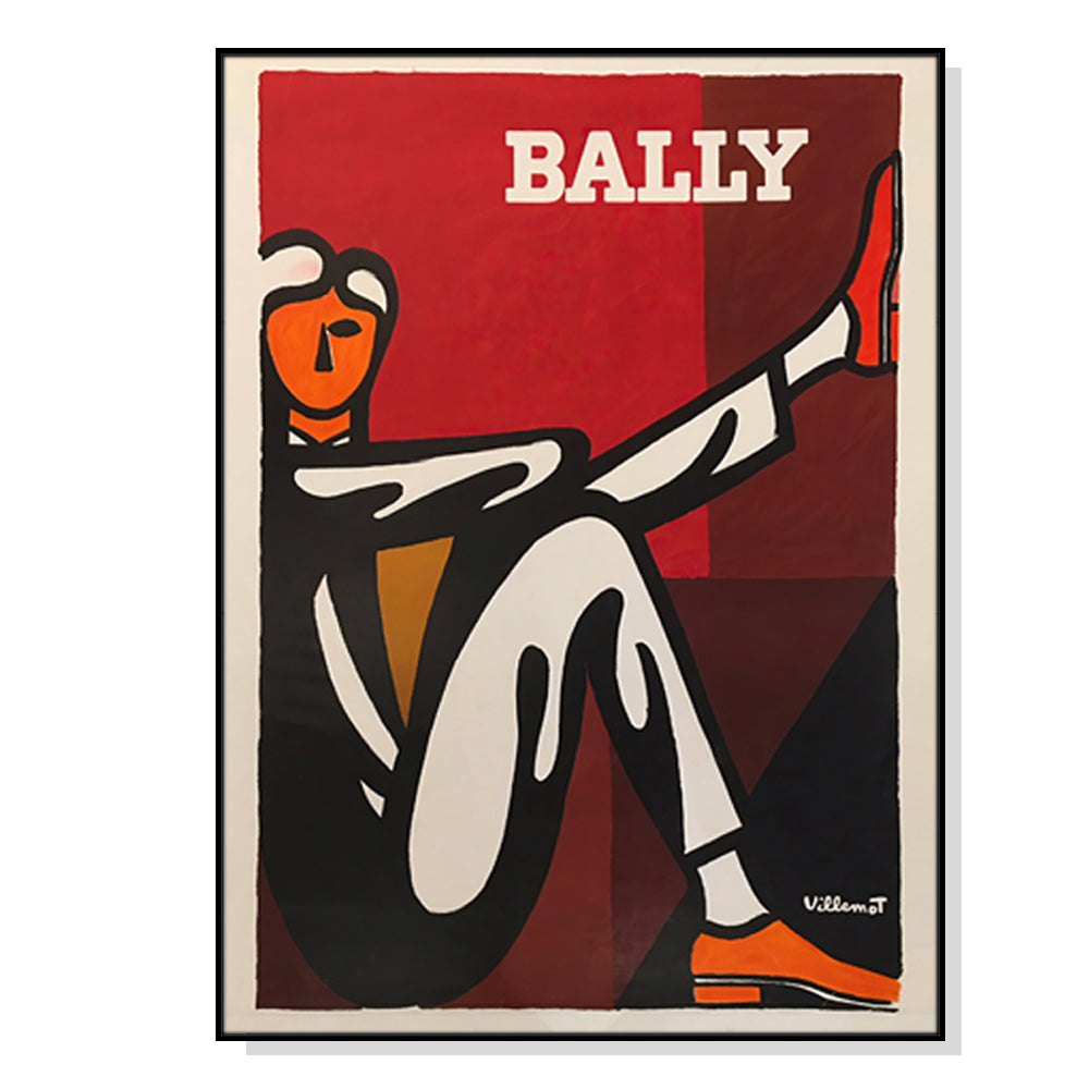 Wall Art 80cmx120cm Bally Man by Villemot Black Frame Canvas-0