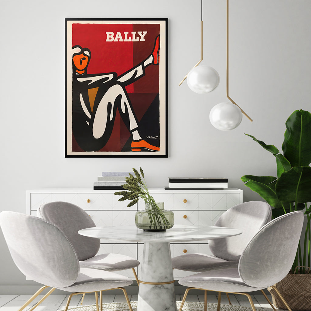 Wall Art 80cmx120cm Bally Man by Villemot Black Frame Canvas-2