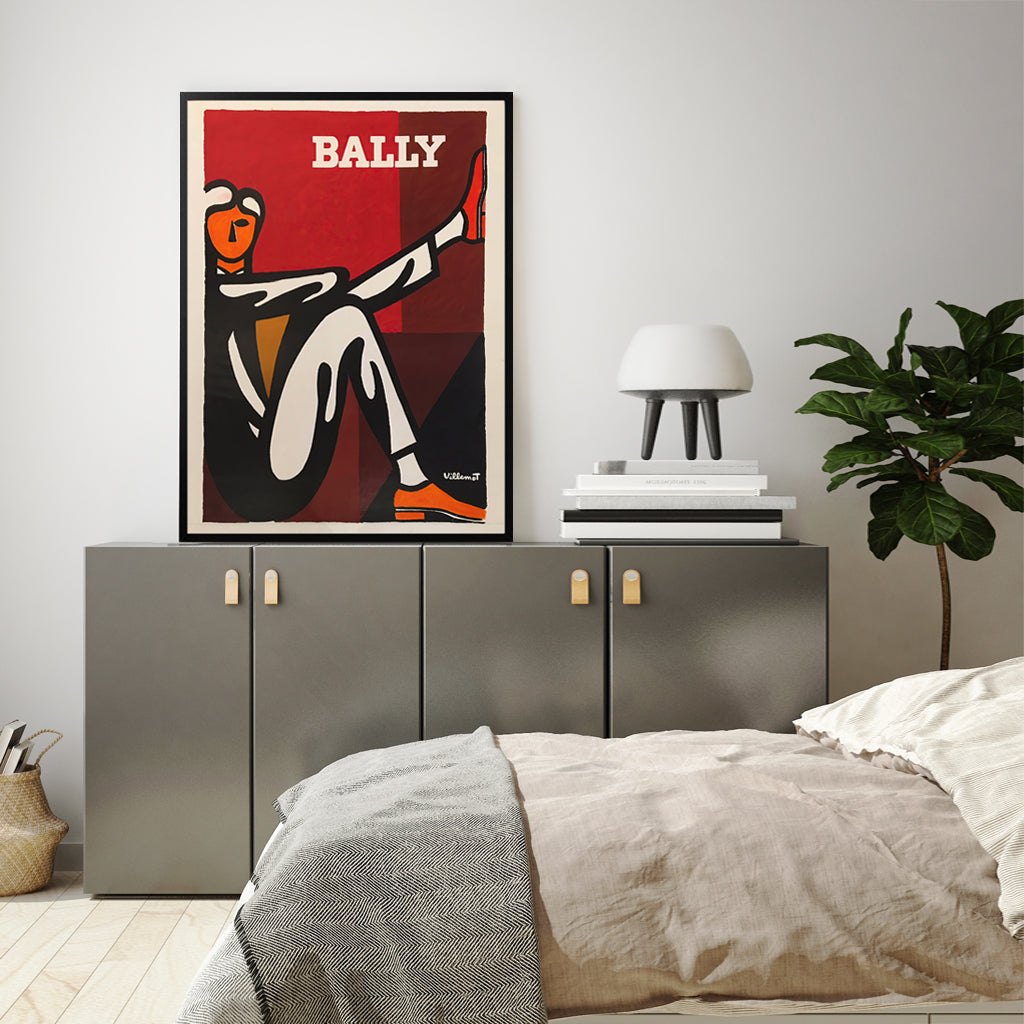 Wall Art 80cmx120cm Bally Man by Villemot Black Frame Canvas-3