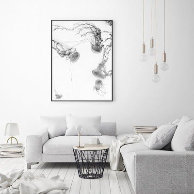 Wall Art 50cmx70cm Jellyfish Black Frame Canvas-1