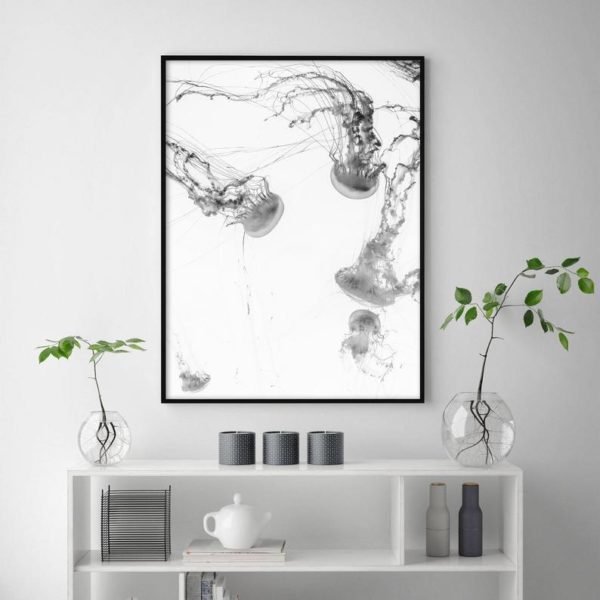 Wall Art 90cmx135cm Jellyfish Black Frame Canvas-3