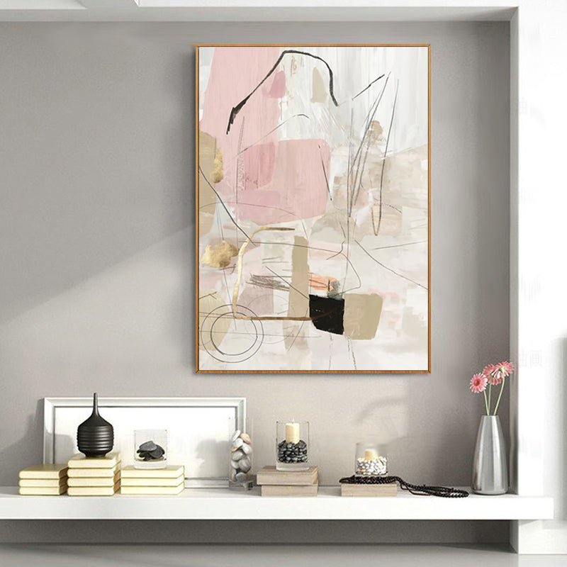 Wall Art 70cmx100cm Abstract Pink Gold Frame Canvas-1