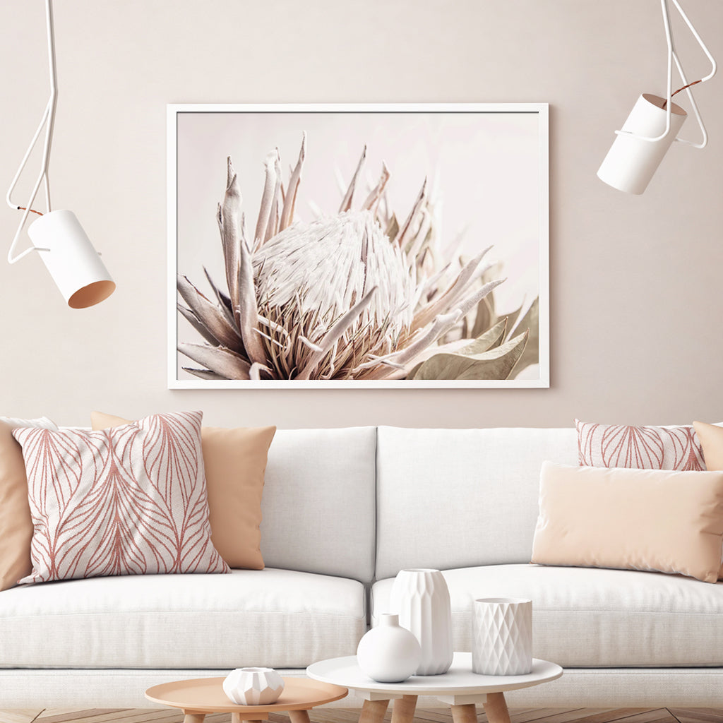 Wall Art 60cmx90cm Pure Protea II White Frame Canvas-1