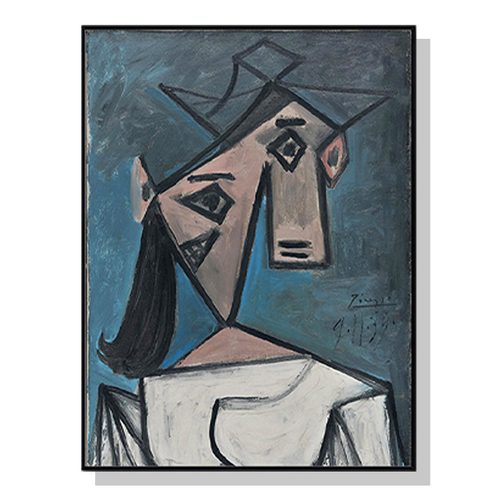 Wall Art 80cmx120cm Head Of A Woman By Pablo Picasso Black Frame Canvas-0