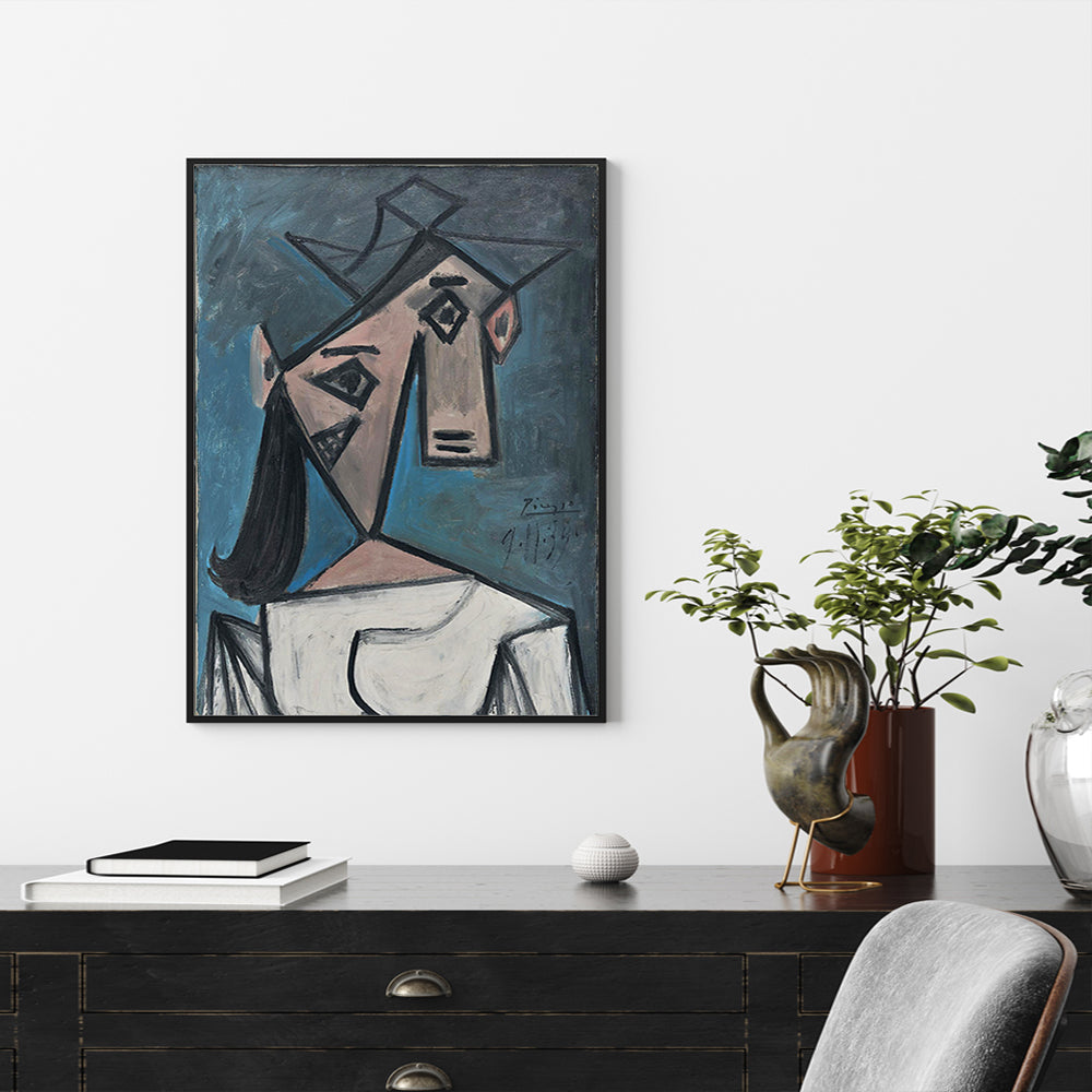 Wall Art 80cmx120cm Head Of A Woman By Pablo Picasso Black Frame Canvas-2