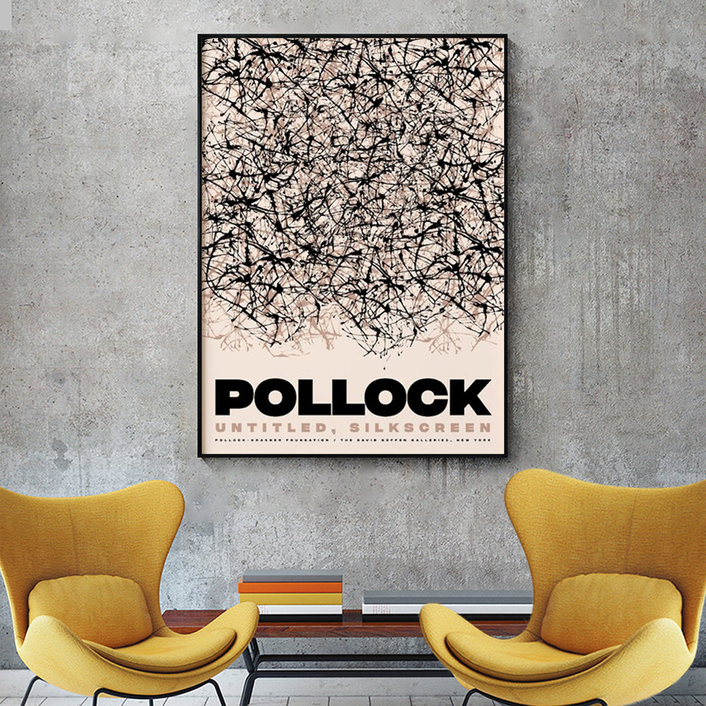 Wall Art 80cmx120cm Jackson Pollock Exhibition II Black Frame Canvas-2