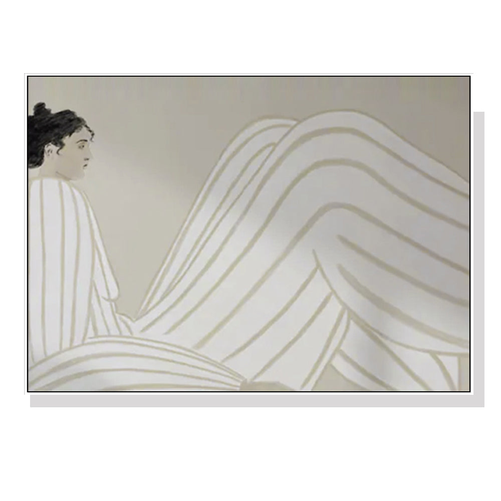 Wall Art 70cmx100cm Abstract Lady White Frame Canvas-0