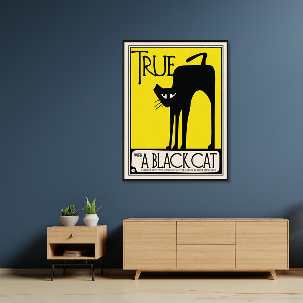 Wall Art 80cmx120cm Black Cat Black Frame Canvas-2