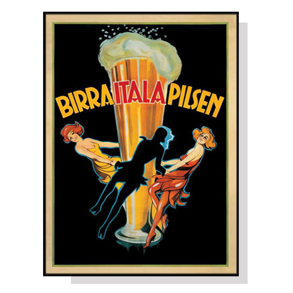 Wall Art 80cmx120cm Birra Itala Pilsen Black Frame Canvas-0