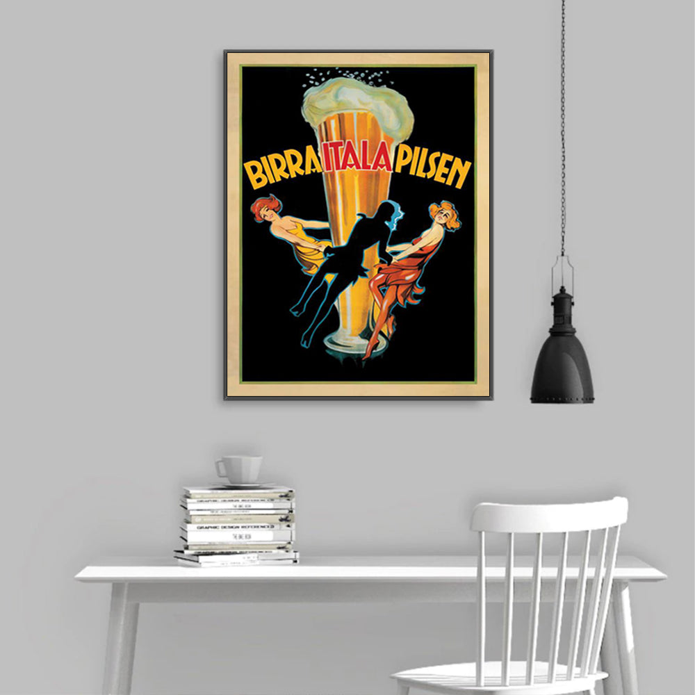 Wall Art 80cmx120cm Birra Itala Pilsen Black Frame Canvas-2