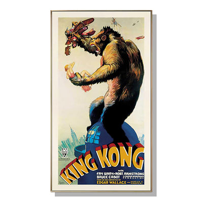 Wall Art 40cmx80cm King Kong 1933 Gold Frame Canvas-0