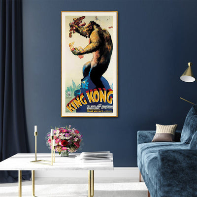 Wall Art 40cmx80cm King Kong 1933 Gold Frame Canvas-1