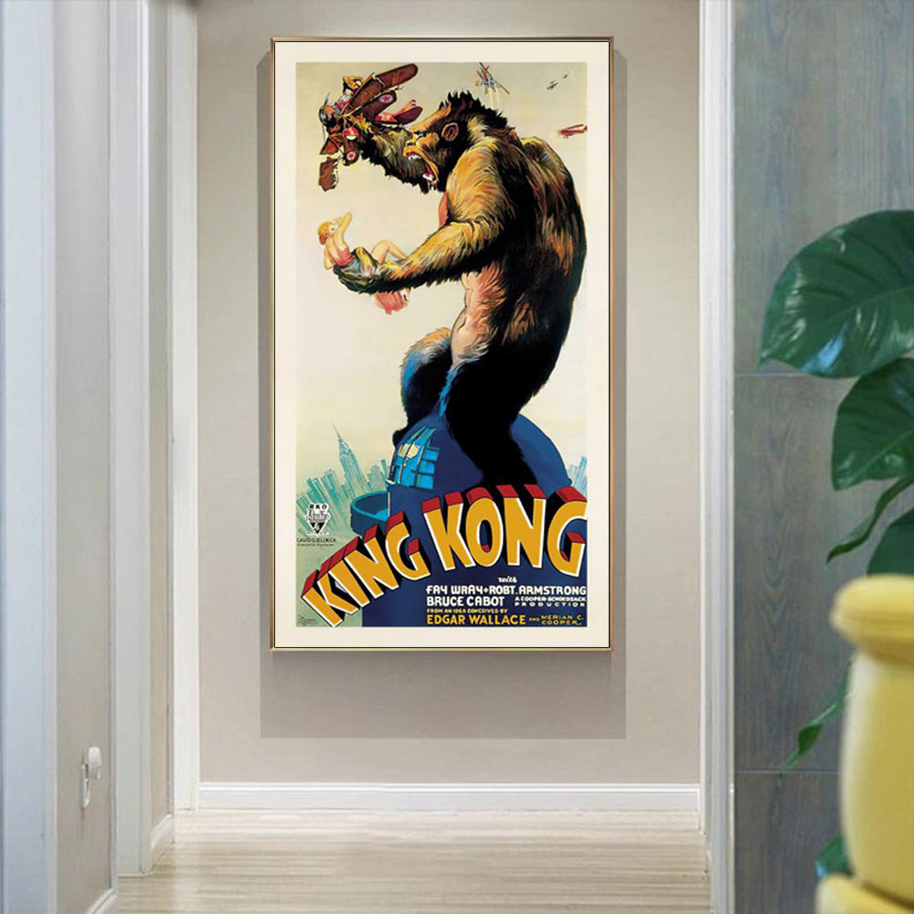 Wall Art 40cmx80cm King Kong 1933 Gold Frame Canvas-2