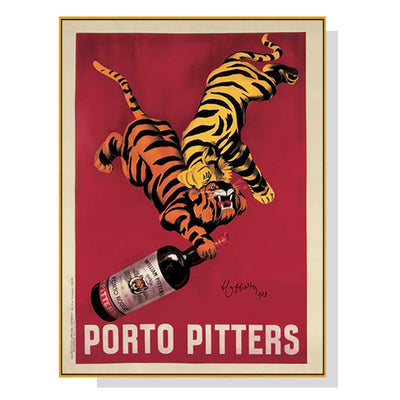 Wall Art 50cmx70cm Porto Pitters Vintage Gold Frame Canvas-0