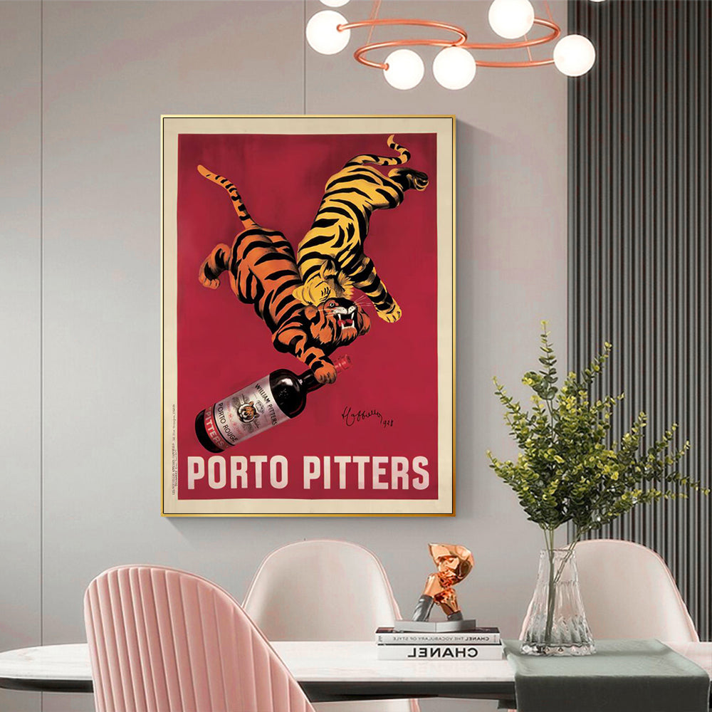 Wall Art 60cmx90cm Porto Pitters Vintage Gold Frame Canvas-2