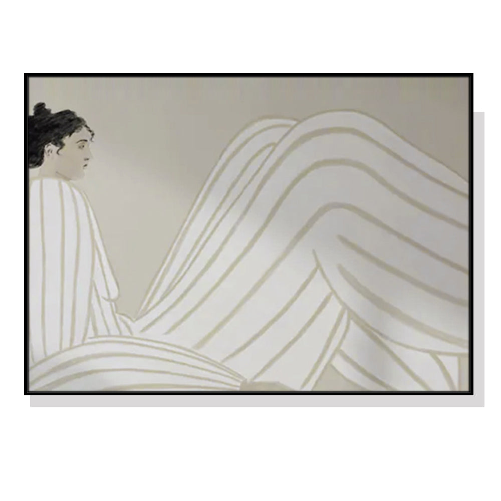 Wall Art 70cmx100cm Abstract Lady Black Frame Canvas-0