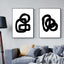 Wall Art 80cmx120cm Black and White 2 Sets Black Frame Canvas-1