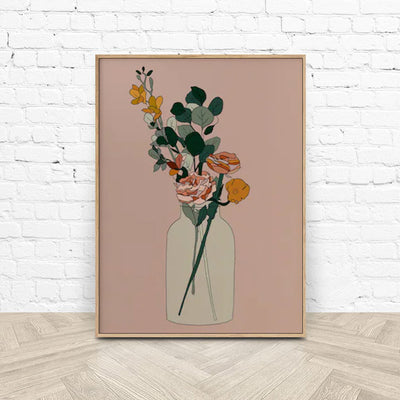 Wall Art 80cmx120cm Boho Floral Wood Frame Canvas-1