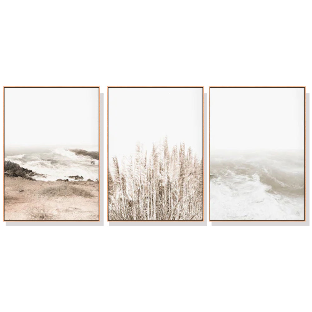 Wall Art 80cmx120cm Coastal Beach 3 Sets Wood Frame Canvas-0