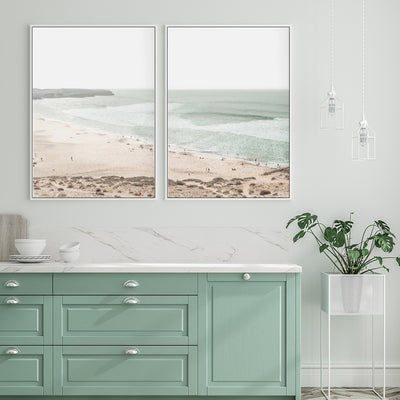 Wall Art 50cmx70cm Coastal Prints 2 Sets White Frame Canvas-1