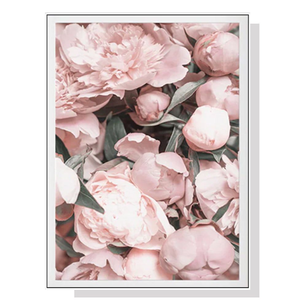 Wall Art 60cmx90cm Peony White Frame Canvas-0