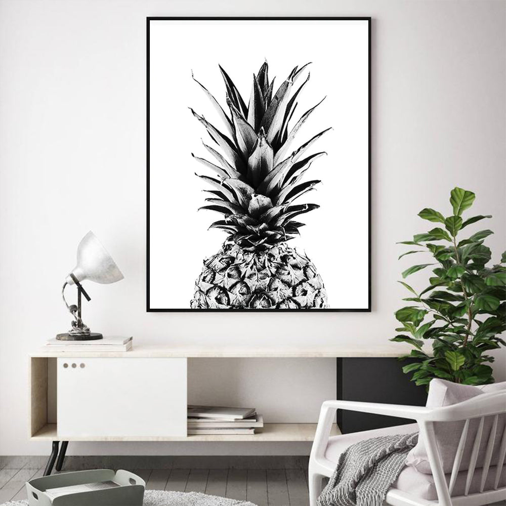 Wall Art 50cmx70cm Pineapple Black Frame Canvas-1