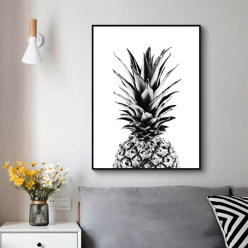 Wall Art 50cmx70cm Pineapple Black Frame Canvas-2