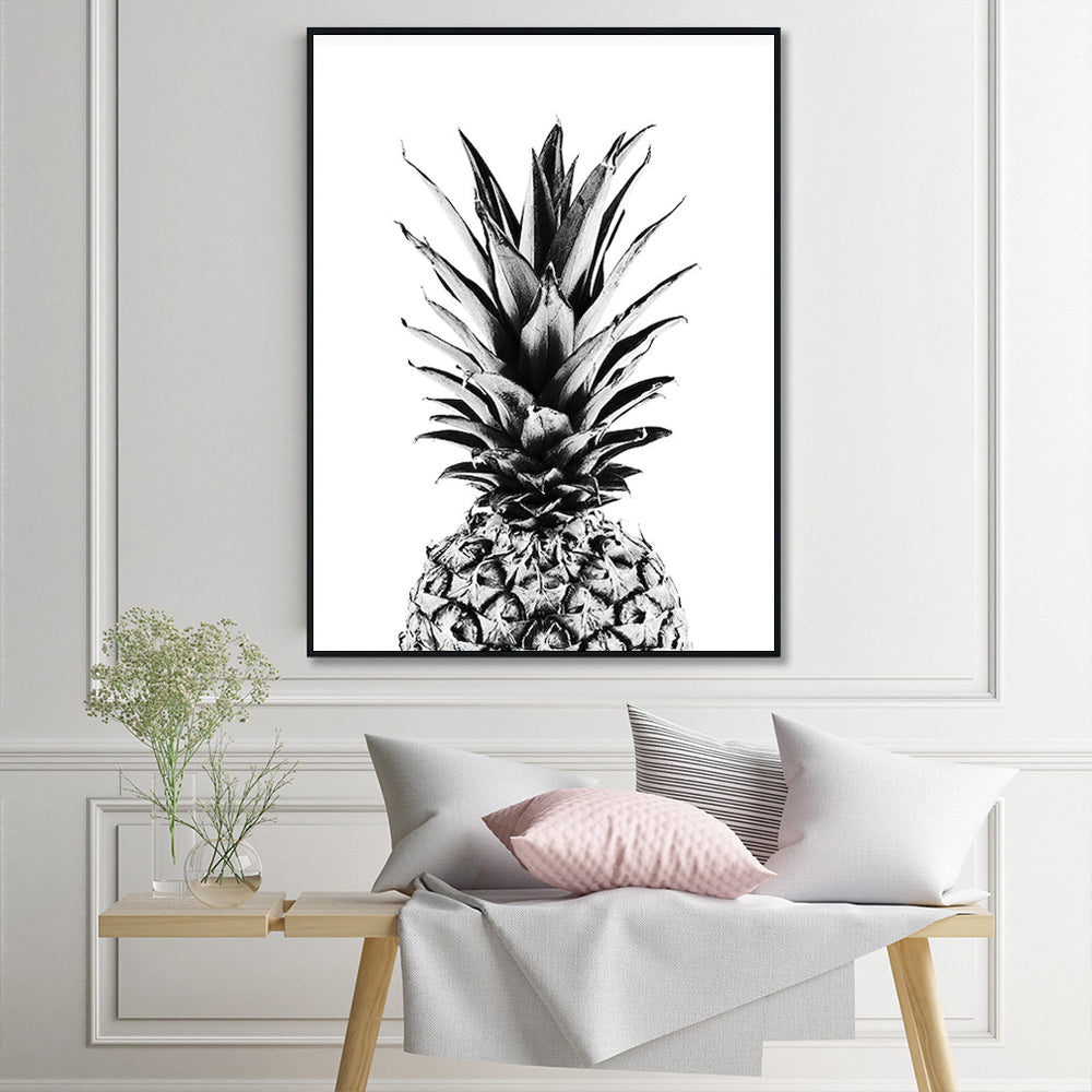 Wall Art 50cmx70cm Pineapple Black Frame Canvas-3