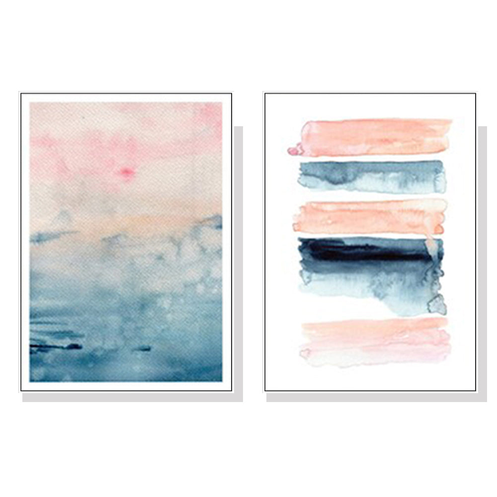 Wall Art 70cmx100cm Abstract Pink 2 Sets White Frame Canvas-0