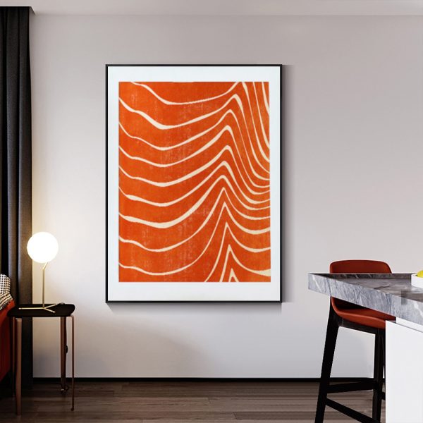 Wall Art 70cmx100cm Abstract Orange Black Frame Canvas-2