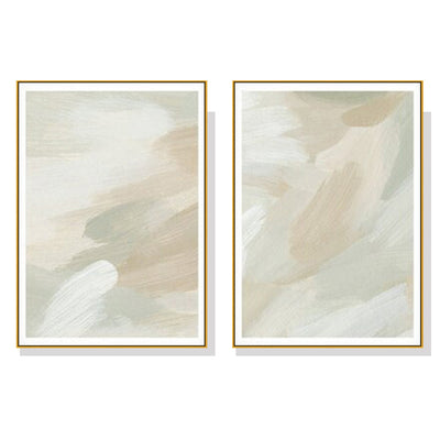 Wall Art 80cmx120cm Beige and Sage Green 2 Sets Gold Frame Canvas-0