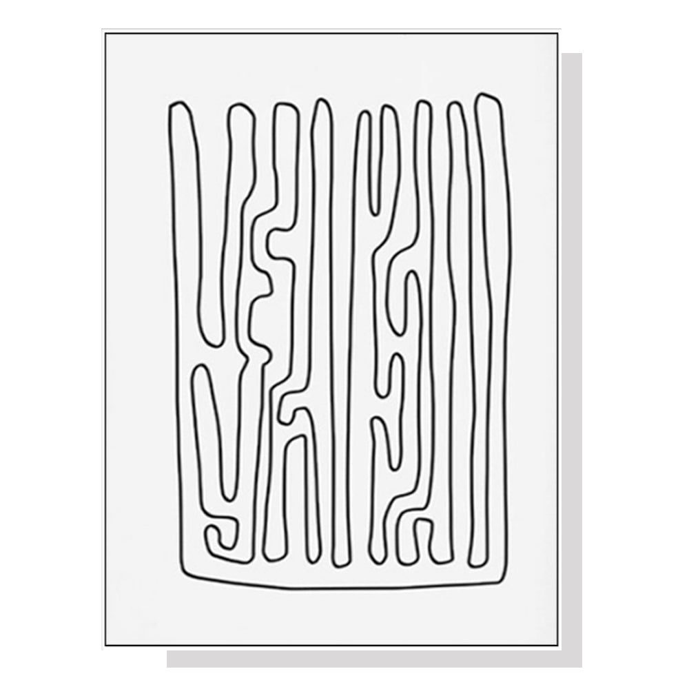 Wall Art 50cmx70cm Black And White Lines White Frame Canvas-0