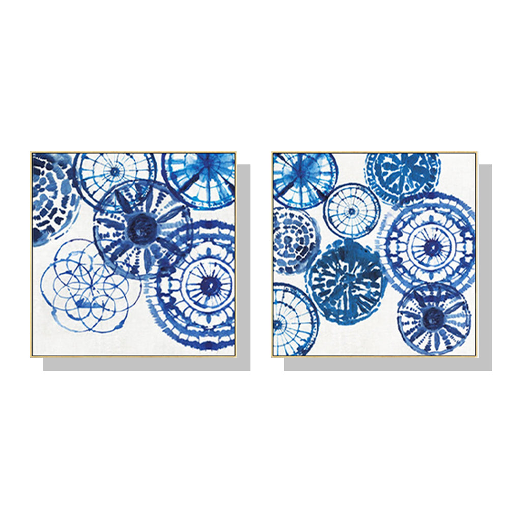 Wall Art 50cmx50cm Blue Day 2 Sets Gold Frame Canvas-0