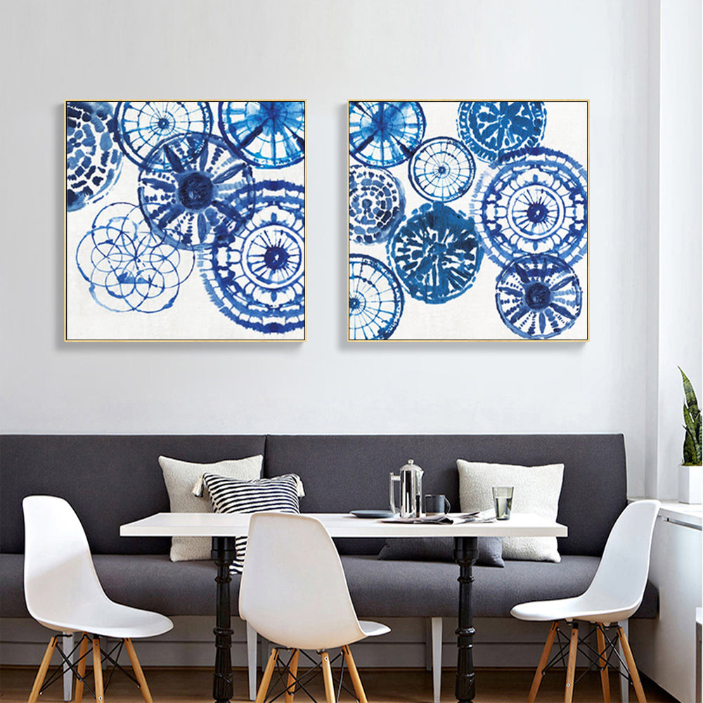 Wall Art 50cmx50cm Blue Day 2 Sets Gold Frame Canvas-1