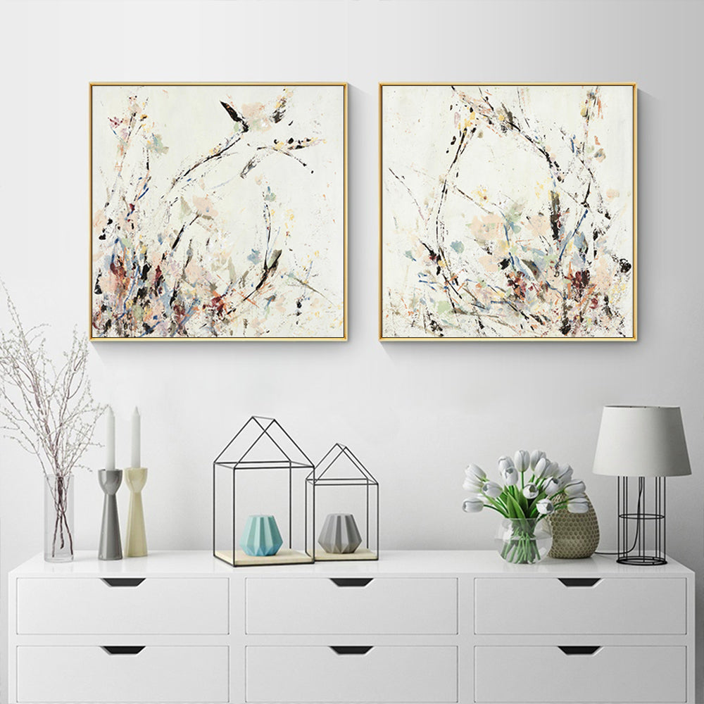 Wall Art 50cmx50cm Afternoon Walk 2 Sets Gold Frame Canvas-1