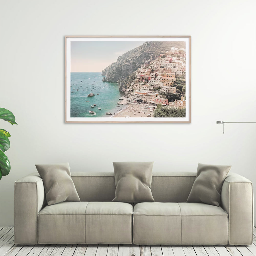 Wall Art 80cmx120cm Italy Amalfi Coast Wood Frame Canvas-1