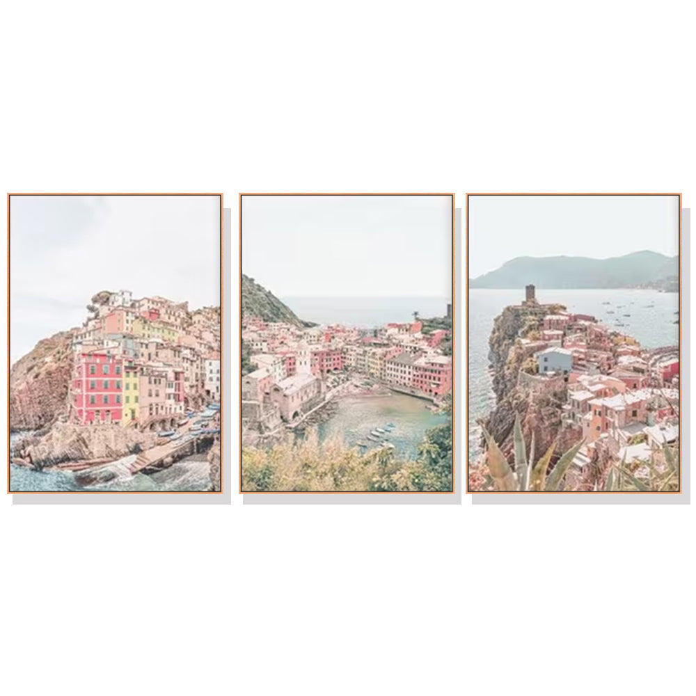 Wall Art 80cmx120cm Italy Cinque Terre 3 Sets Wood Frame Canvas-0