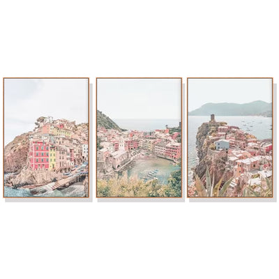 Wall Art 80cmx120cm Italy Cinque Terre 3 Sets Wood Frame Canvas-0