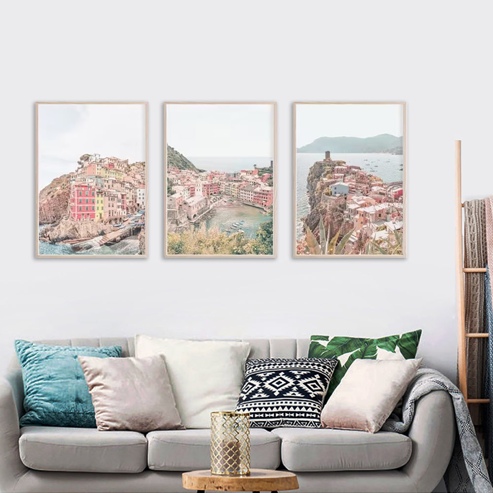 Wall Art 80cmx120cm Italy Cinque Terre 3 Sets Wood Frame Canvas-1