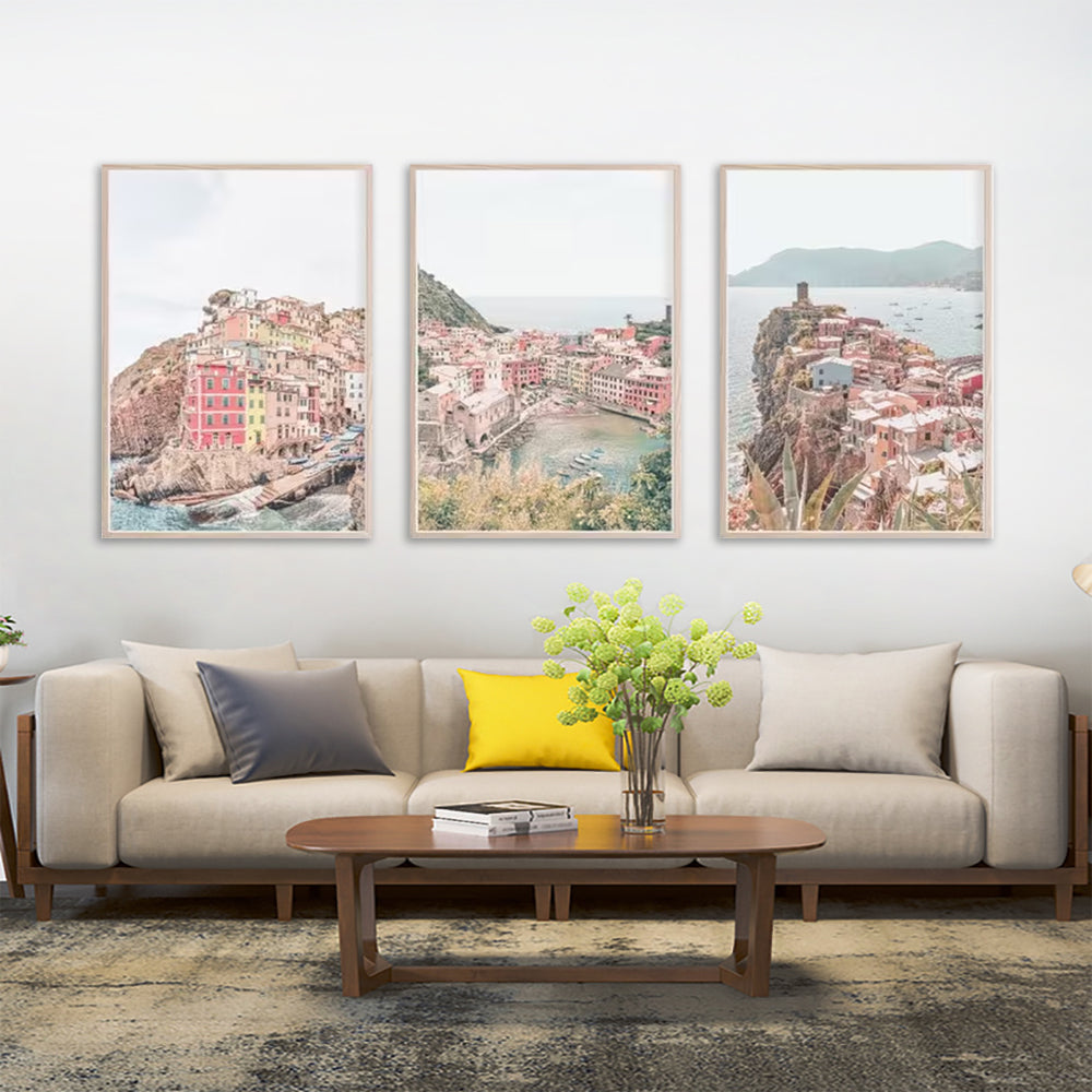 Wall Art 80cmx120cm Italy Cinque Terre 3 Sets Wood Frame Canvas-2