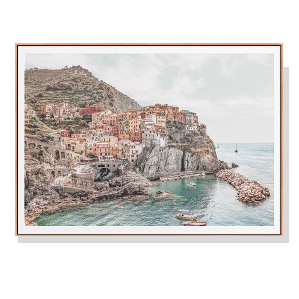 Wall Art 80cmx120cm Italy Cinque Terre Wood Frame Canvas-0