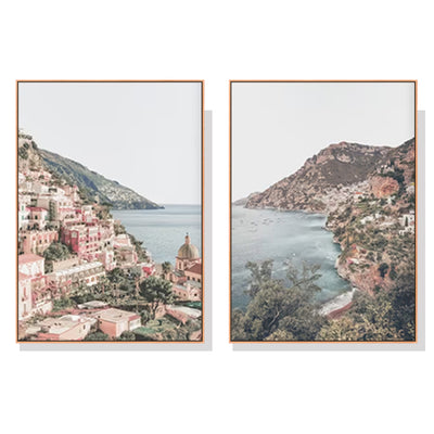 Wall Art 80cmx120cm Italy Positano 2 Sets Wood Frame Canvas-0