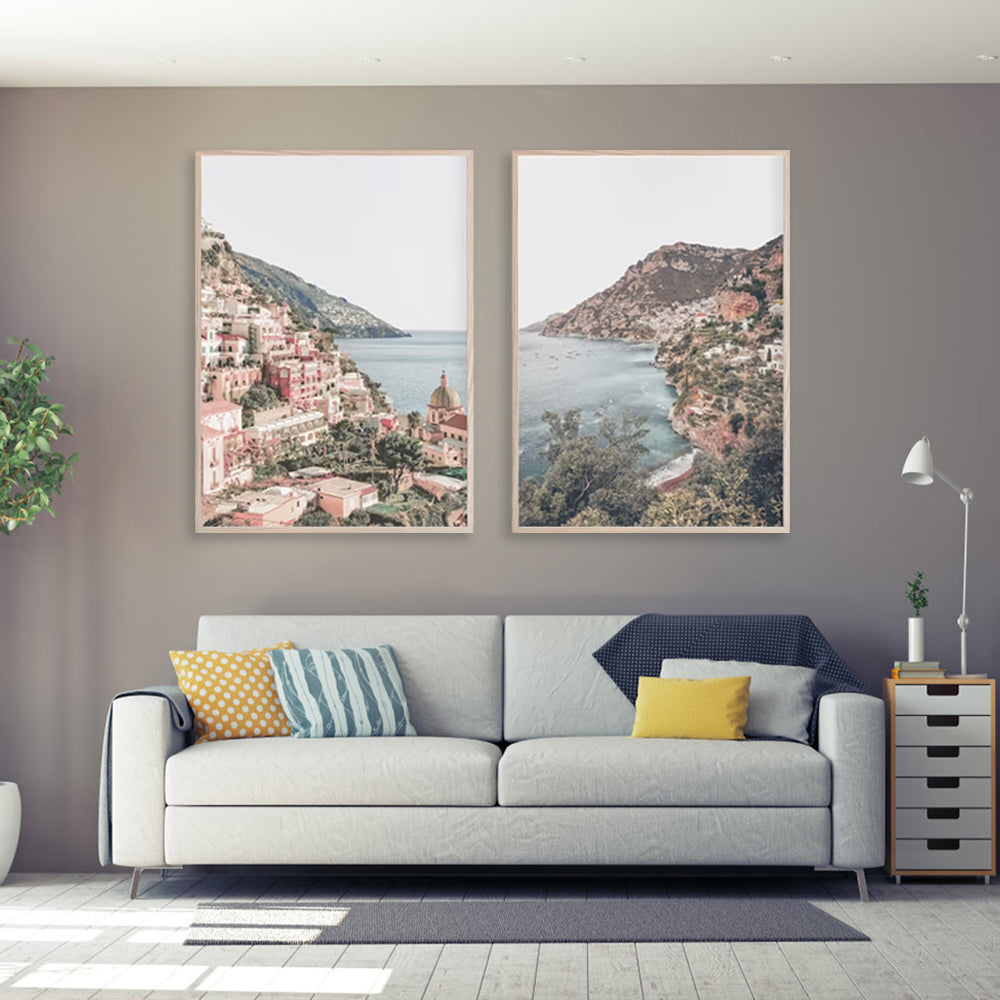 Wall Art 80cmx120cm Italy Positano 2 Sets Wood Frame Canvas-1