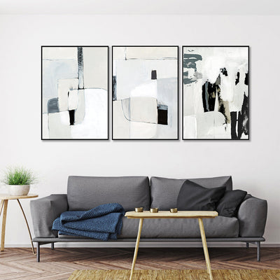 Wall Art 60cmx90cm Soft Spoken 3 Sets Black Frame Canvas-1