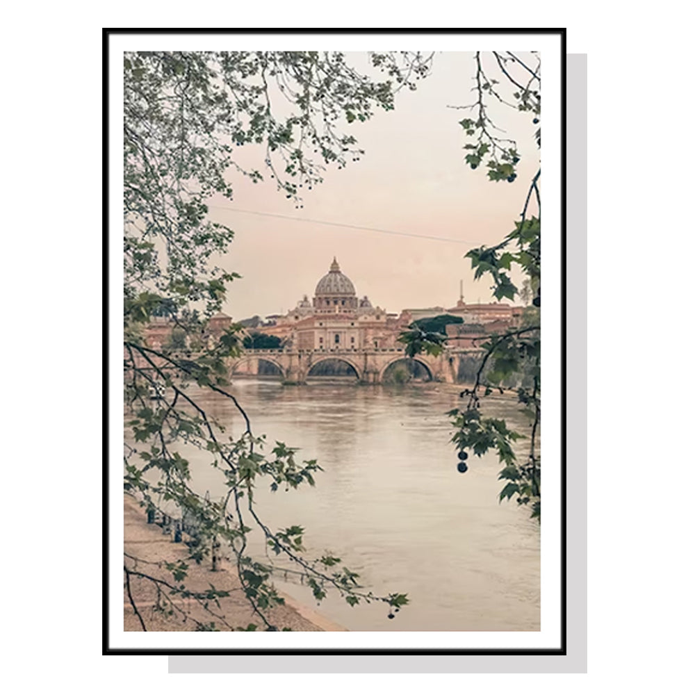 Wall Art 60cmx90cm Rome City Black Frame Canvas-0